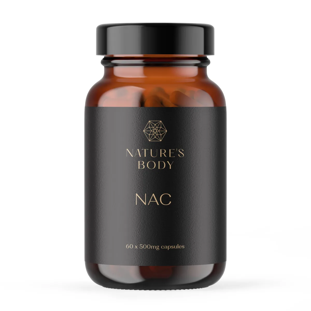 Front of a Nature's Body NAC supplement bottle
